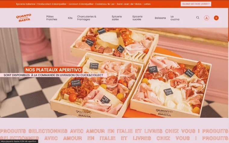 Aperçu du projet PrestaShop réalisé pour Quanto Basta